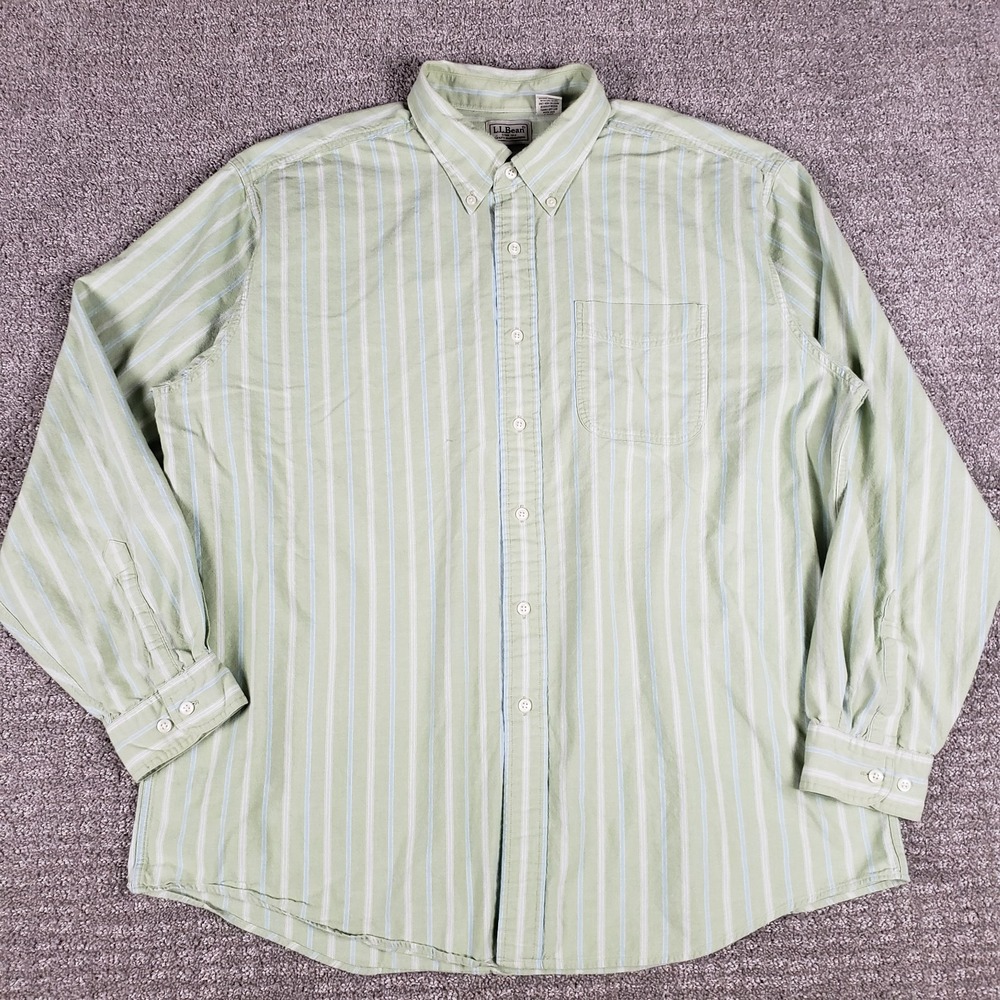 Vintage LL Bean Shirt Mens XL Green Blue Button Down 90s Retro